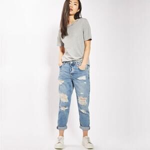 2/$30 Topshop Moto Hayden High Rise Super Ripped BF Straight Bleached W24 #9237